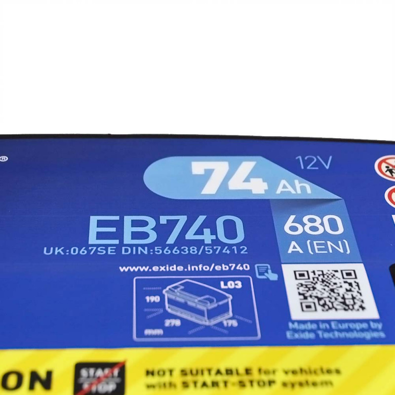 EXIDE Excell (EB740) 74Аh 680Ah R+ купити в інтернет-магазині АКБ